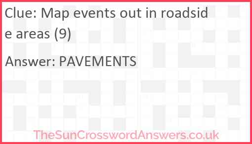 Map events out in roadside areas (9) Answer