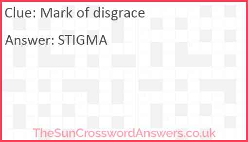 Mark of disgrace Answer