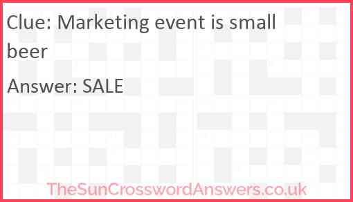 Marketing event is small beer Answer