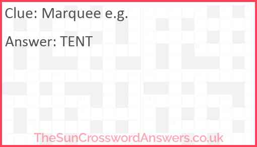 Marquee e.g. Answer