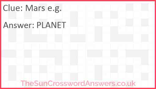 Mars e.g. Answer