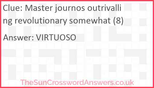 Master journos outrivalling revolutionary somewhat (8) Answer