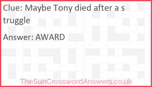 Maybe Tony died after a struggle Answer