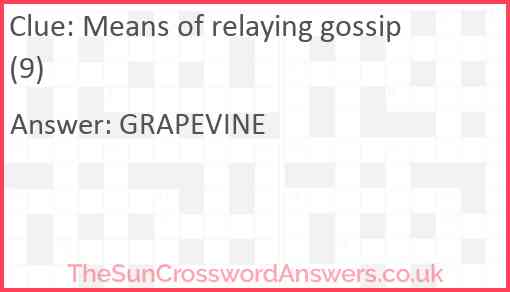 Means of relaying gossip (9) Answer