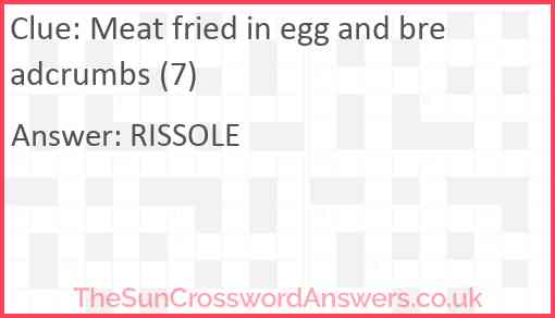 Meat fried in egg and breadcrumbs (7) Answer