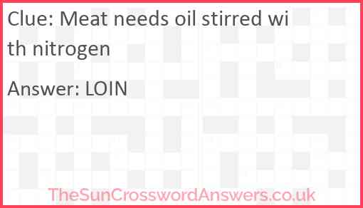 Meat needs oil stirred with nitrogen Answer