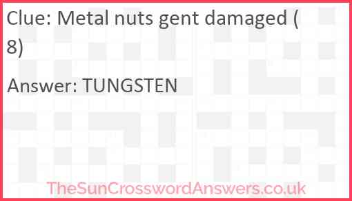 Metal nuts gent damaged (8) Answer