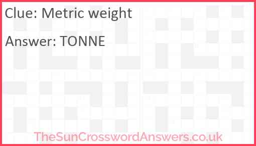 Metric weight Answer