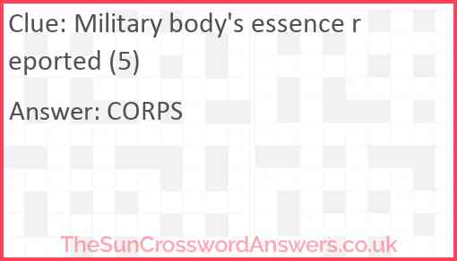 Military body's essence reported (5) Answer