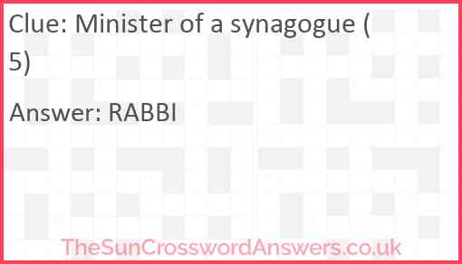 Minister of a synagogue (5) Answer