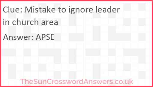 Mistake to ignore leader in church area Answer