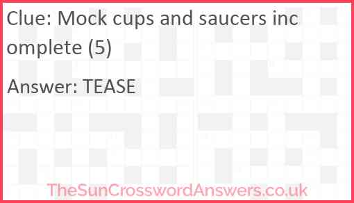 Mock cups and saucers incomplete (5) Answer
