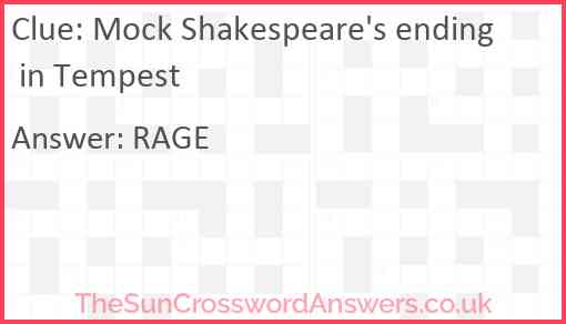 Mock Shakespeare's ending in Tempest Answer