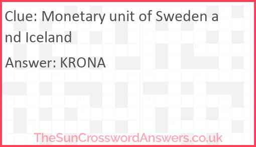 Monetary unit of Sweden and Iceland Answer