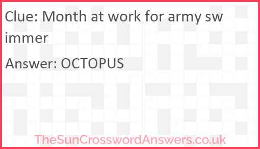 Month at work for army swimmer? Answer