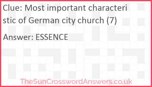 Most important characteristic of German city church (7) Answer