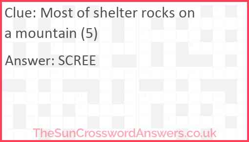 Most of shelter rocks on a mountain (5) Answer