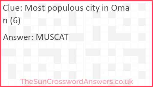 Most populous city in Oman (6) Answer