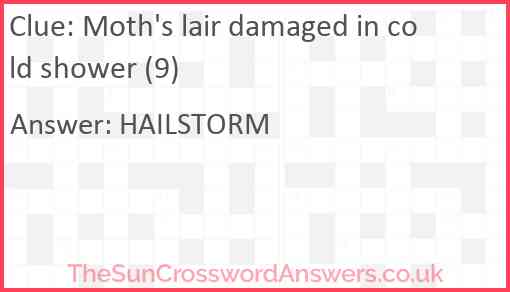Moth's lair damaged in cold shower (9) Answer