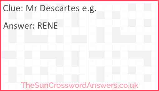 Mr Descartes e.g. Answer