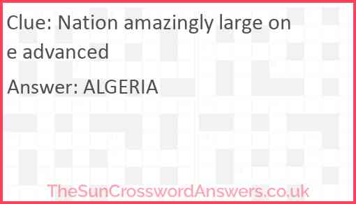 Nation amazingly large one advanced Answer