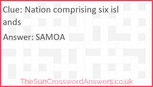 Nation comprising six islands Answer