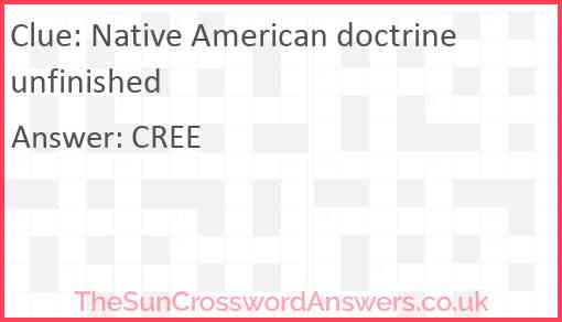 Native American doctrine unfinished Answer