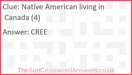 Native American living in Canada (4) Answer