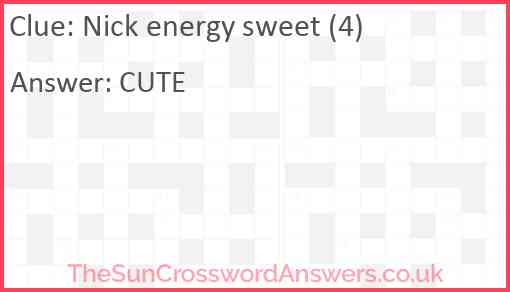Nick energy sweet (4) Answer