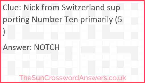 Nick from Switzerland supporting Number Ten primarily (5) Answer