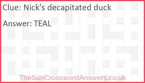 Nick's decapitated duck Answer