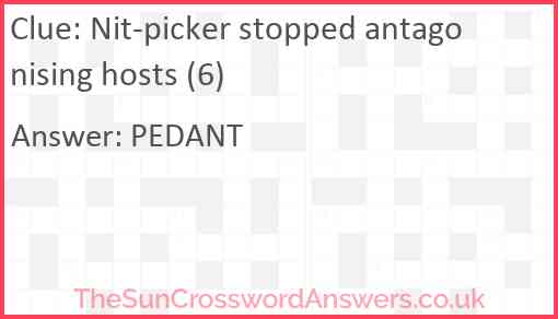 Nit-picker stopped antagonising hosts (6) Answer