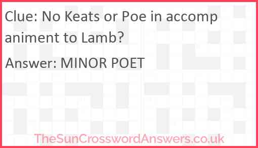 No Keats or Poe in accompaniment to Lamb? Answer