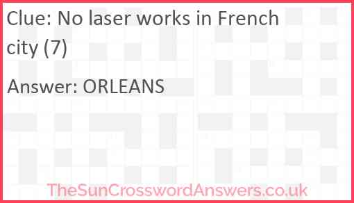 No laser works in French city (7) Answer