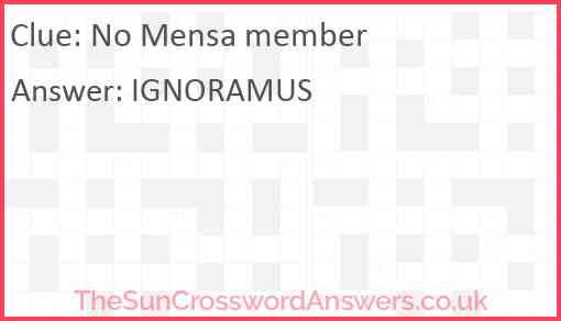 No Mensa member Answer