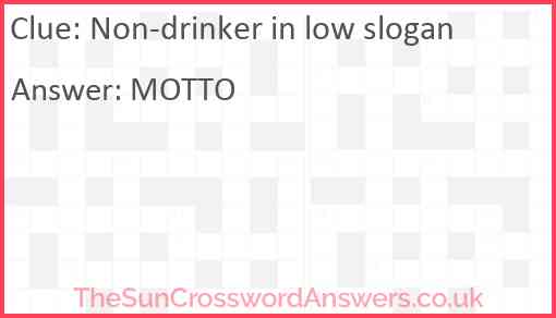 Non-drinker in low slogan Answer