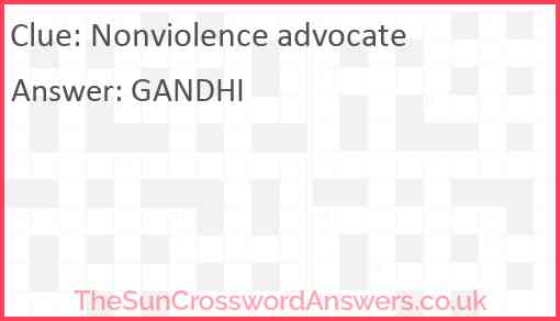 Nonviolence advocate Answer
