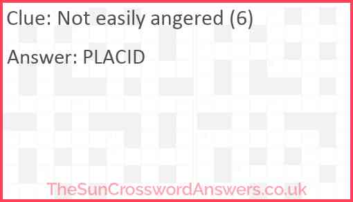 Not easily angered (6) Answer