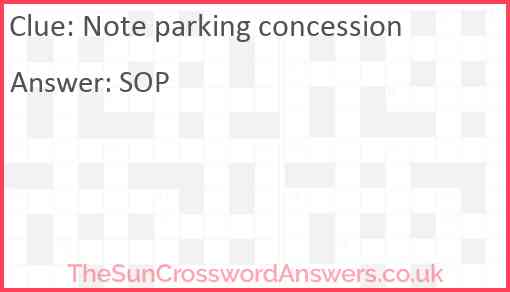 Note parking concession Answer