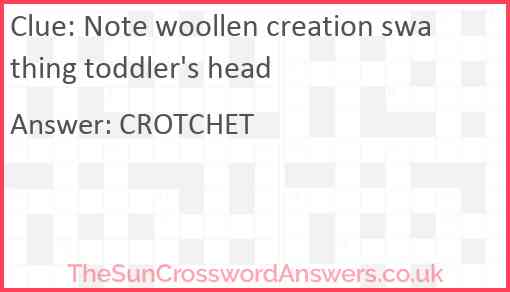 Note woollen creation swathing toddler's head Answer