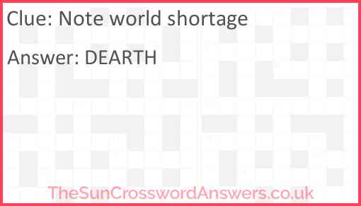 Note world shortage Answer