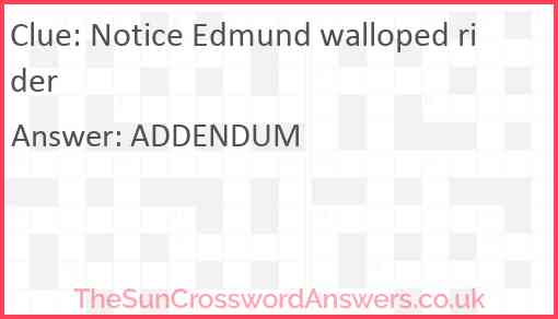 Notice Edmund walloped rider Answer