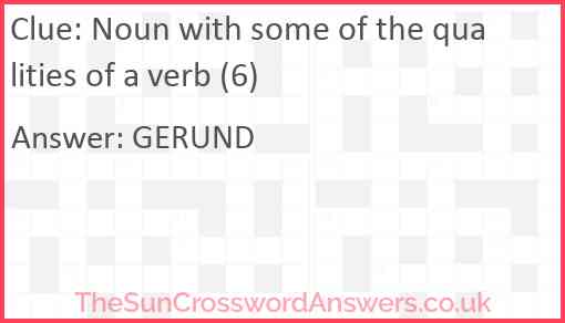 Noun with some of the qualities of a verb (6) Answer