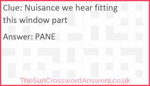 Nuisance we hear fitting this window part Answer