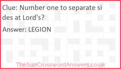 Number one to separate sides at Lord's? Answer