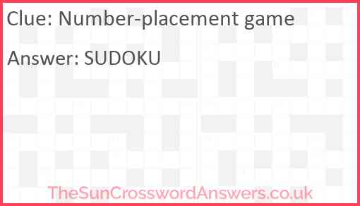 Number-placement game Answer