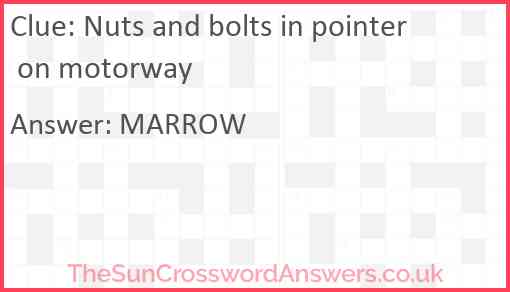 Nuts and bolts in pointer on motorway Answer