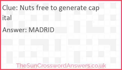 Nuts free to generate capital Answer