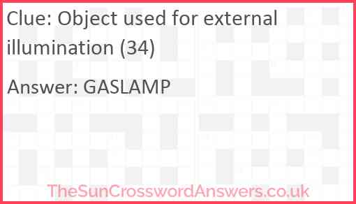 Object used for external illumination (34) Answer