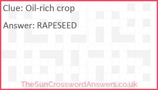 Oil-rich crop Answer